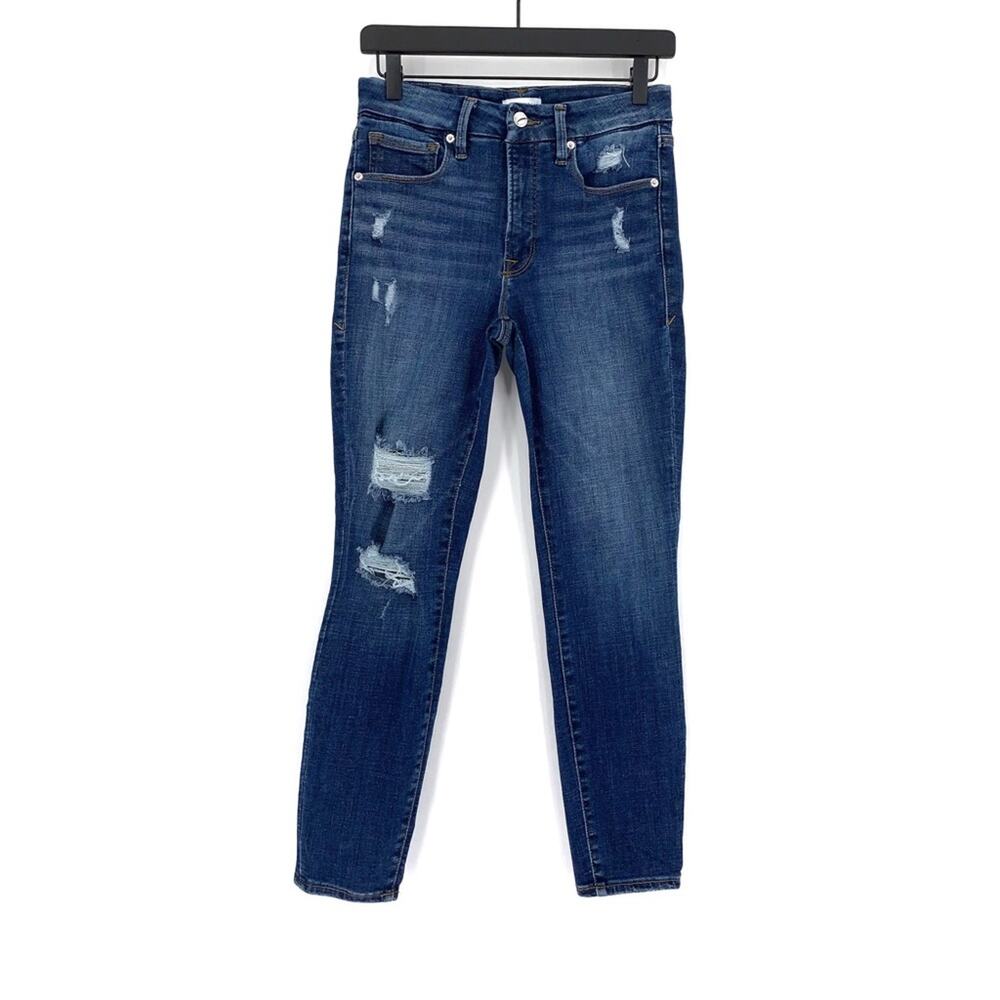 GOOD AMERICAN Good Legs Crop Skinny Jeans Blue Denim 4/27